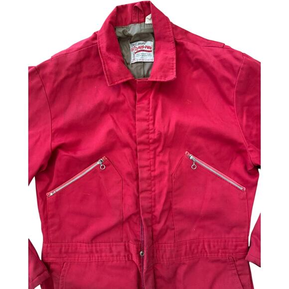 Vintage Wells Blizzard Pruf red overalls zippered collared suit medium - Picture 12 of 16